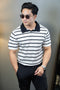 Textured short sleeve polo shirt
